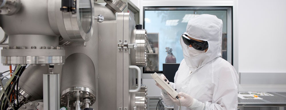Person using equipment in 4D LABS clean room